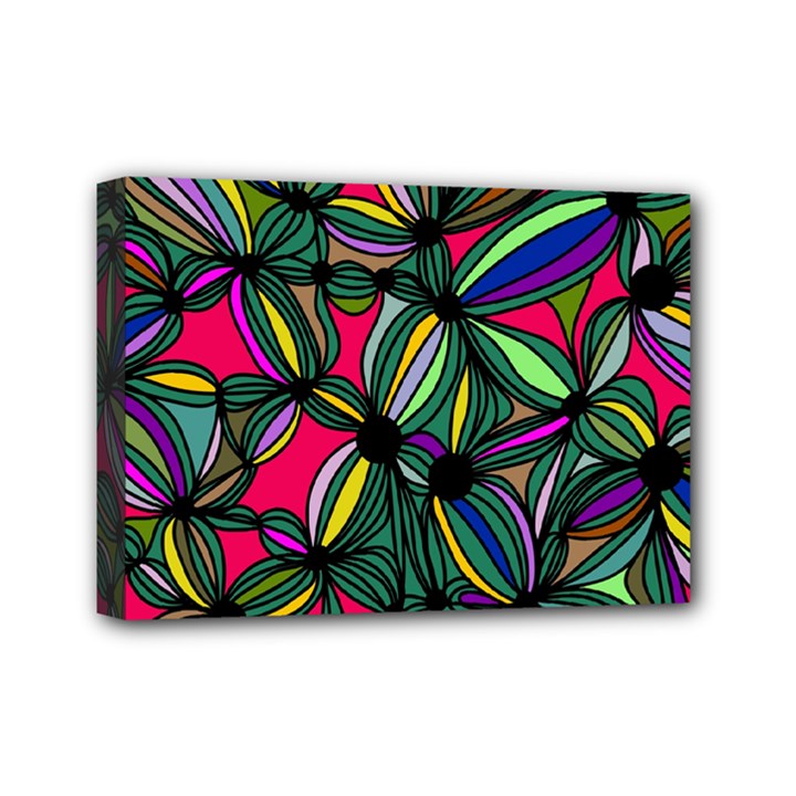 Background Pattern Flowers Seamless Mini Canvas 7  x 5  (Stretched)