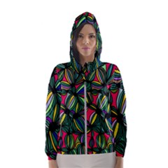 Background Pattern Flowers Seamless Women s Hooded Windbreaker