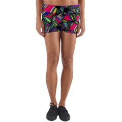 Background Pattern Flowers Seamless Yoga Shorts