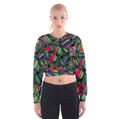 Background Pattern Flowers Seamless Cropped Sweatshirt