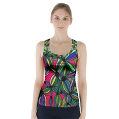 Background Pattern Flowers Seamless Racer Back Sports Top