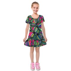 Background Pattern Flowers Seamless Kids  Short Sleeve Velvet Dress