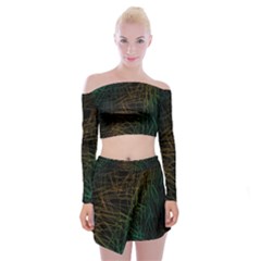 Background Pattern Texture Design Off Shoulder Top With Mini Skirt Set