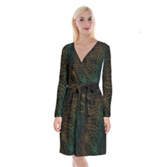 Background Pattern Texture Design Long Sleeve Velvet Front Wrap Dress