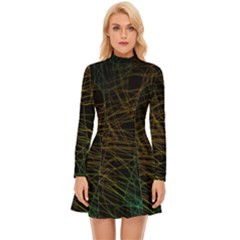 Background Pattern Texture Design Long Sleeve Velour Longline Dress