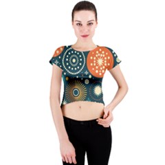 Abstract Pattern Crew Neck Crop Top