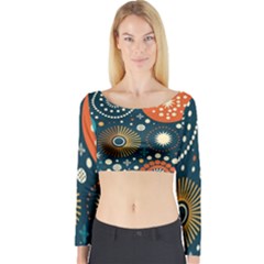 Abstract Pattern Long Sleeve Crop Top