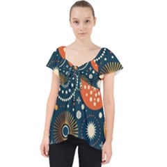 Abstract Pattern Lace Front Dolly Top