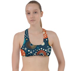 Abstract Pattern Criss Cross Racerback Sports Bra