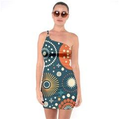 Abstract Pattern One Soulder Bodycon Dress