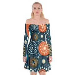 Abstract Pattern Off Shoulder Skater Dress