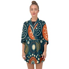 Abstract Pattern Half Sleeve Chiffon Kimono