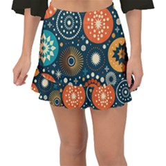 Abstract Pattern Fishtail Mini Chiffon Skirt