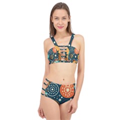 Abstract Pattern Cage Up Bikini Set