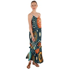 Abstract Pattern Cami Maxi Ruffle Chiffon Dress