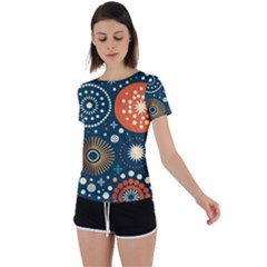 Abstract Pattern Back Circle Cutout Sports Tee