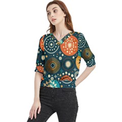 Abstract Pattern Quarter Sleeve Blouse