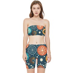 Abstract Pattern Stretch Shorts And Tube Top Set