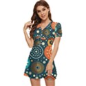 Abstract Pattern V-Neck High Waist Chiffon Mini Dress View2