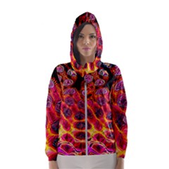 Fractal Black Texture Wallpaper Women s Hooded Windbreaker