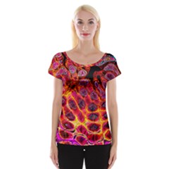 Fractal Black Texture Wallpaper Cap Sleeve Top