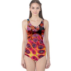 Fractal Black Texture Wallpaper One Piece Swimsuit