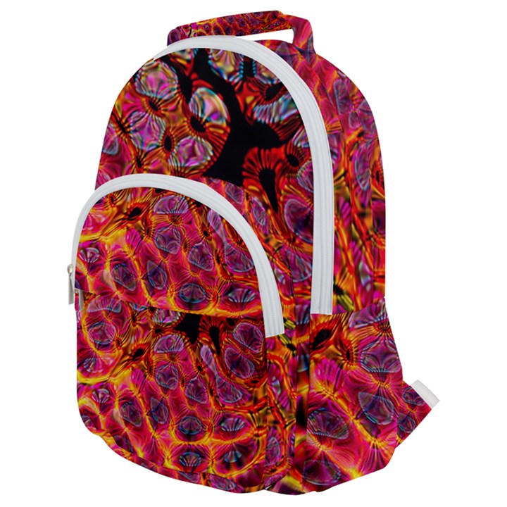 Fractal Black Texture Wallpaper Rounded Multi Pocket Backpack