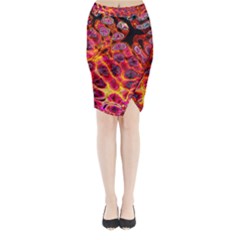 Fractal Black Texture Wallpaper Midi Wrap Pencil Skirt