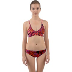 Fractal Black Texture Wallpaper Wrap Around Bikini Set