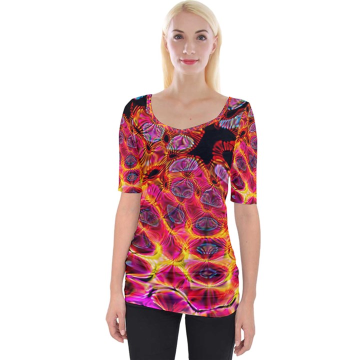 Fractal Black Texture Wallpaper Wide Neckline Tee