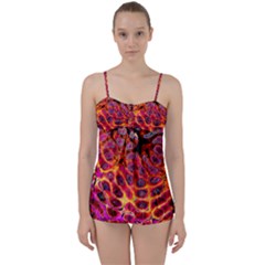 Fractal Black Texture Wallpaper Babydoll Tankini Set