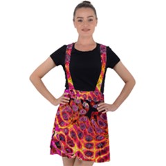 Fractal Black Texture Wallpaper Velvet Suspender Skater Skirt