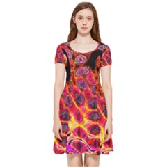 Fractal Black Texture Wallpaper Inside Out Cap Sleeve Dress