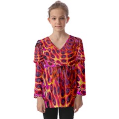 Fractal Black Texture Wallpaper Kids  V Neck Casual Top