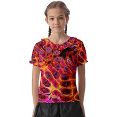 Fractal Black Texture Wallpaper Kids  Frill Chiffon Blouse