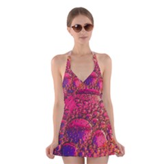 Colorful Bubbles Abstract Art Halter Dress Swimsuit 