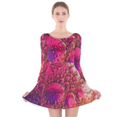 Colorful Bubbles Abstract Art Long Sleeve Velvet Skater Dress