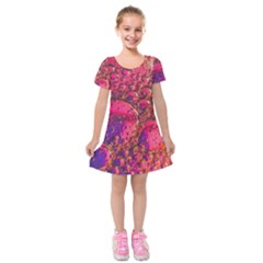 Colorful Bubbles Abstract Art Kids  Short Sleeve Velvet Dress