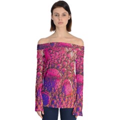 Colorful Bubbles Abstract Art Off Shoulder Long Sleeve Top