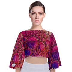 Colorful Bubbles Abstract Art Tie Back Butterfly Sleeve Chiffon Top