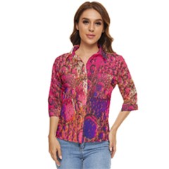 Colorful Bubbles Abstract Art Women s Quarter Sleeve Pocket Shirt