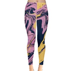 Pink Black And Yellow Abstract Painting Leggings  by Jancukart