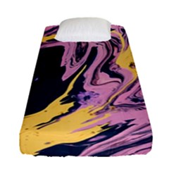 Pink Black And Yellow Abstract Painting Fitted Sheet (single Size) by Jancukart