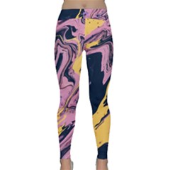 Pink Black And Yellow Abstract Painting Classic Yoga Leggings