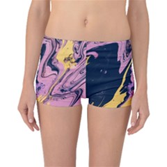 Pink Black And Yellow Abstract Painting Boyleg Bikini Bottoms