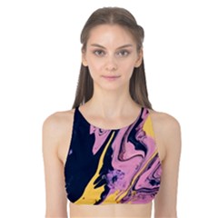 Pink Black And Yellow Abstract Painting Tank Bikini Top by Jancukart