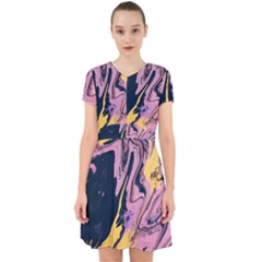 Pink Black And Yellow Abstract Painting Adorable In Chiffon Dress