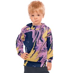 Pink Black And Yellow Abstract Painting Kids  Hooded Pullover by Jancukart