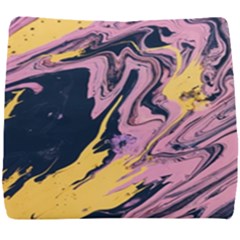 Pink Black And Yellow Abstract Painting Seat Cushion