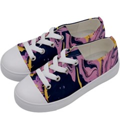 Pink Black And Yellow Abstract Painting Kids  Low Top Canvas Sneakers by Jancukart